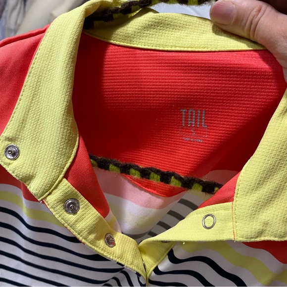 TAIL High End Golf Clothing Women's Striped Snap Up Collared Top Small Colorful - Picture 10 of 10